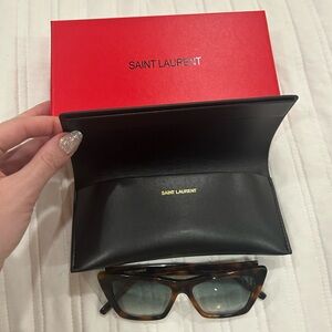 YSL Yves Saint Laurent MICA Sunglasses Havana Green NIB Gorgeous Chic